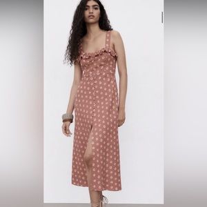 Zara daisy White + pink linen dress